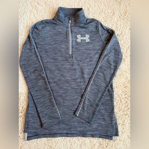 Under Armour Girls' HeatGear Tech 1/2 Zip Training Top Blue Gray Medium